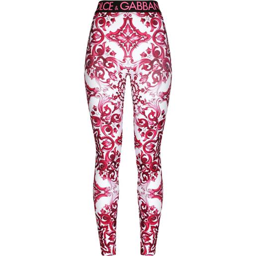 Dolce & Gabbana leggings con stampa maioliche - bianco