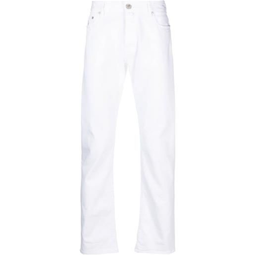 Moorer jeans dritti con applicazione logo - bianco