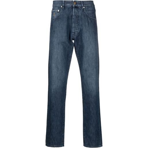 Moorer jeans dritti con ricamo - blu