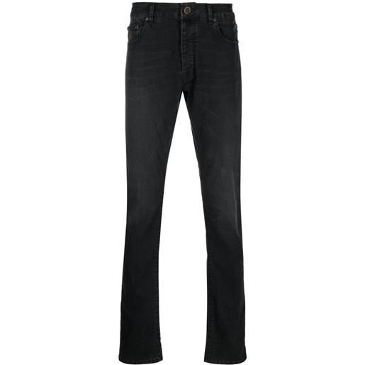 Moorer jeans affusolati con ricamo - nero
