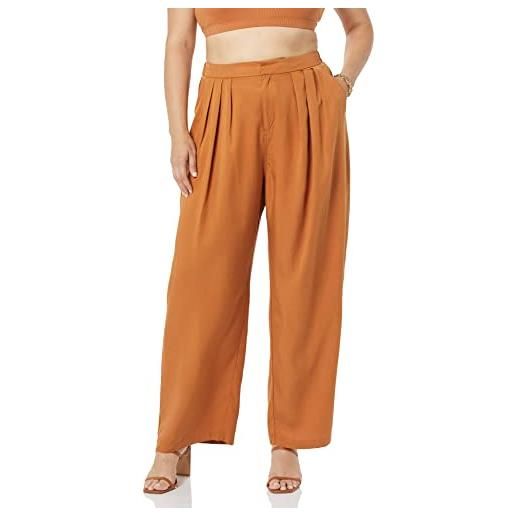TEREA, pantaloni da donna lexie plissettati sul davanti, color citronella, s