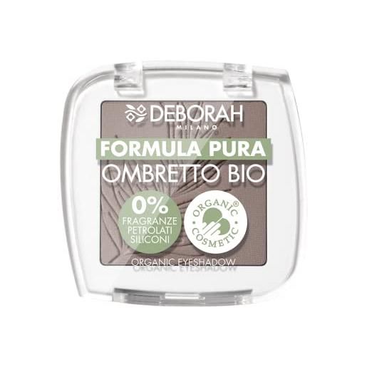 Deborah ombretto occhi mono bio formula pura colore n. 09 mat grey brown, con ingredienti 100% di origine naturale, vegan e animal friendly
