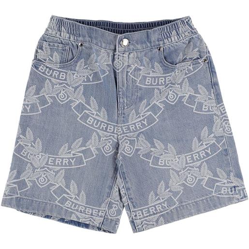 BURBERRY shorts in denim di cotone con logo