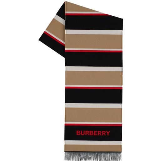 BURBERRY sciarpa in cotone e lana con logo