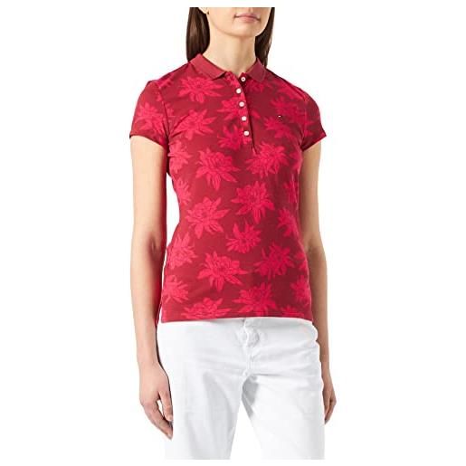 Tommy Hilfiger polo slim stampato ss, mid scale bloom/pink splendor, s donna