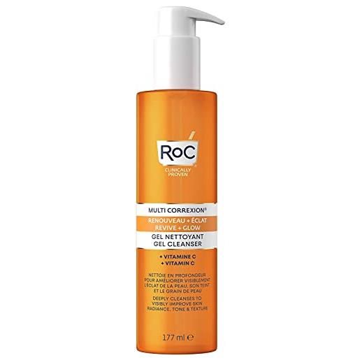 RoC - multi correxion revive + glow gel detergente con vitamina c - detergente rinvigorente per il viso - rinforza la luminosità della pelle - 177 ml