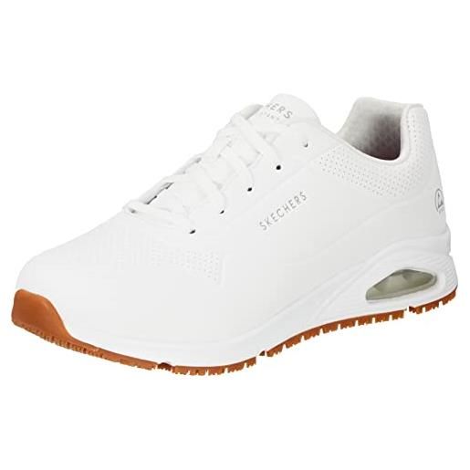 Skechers work uno sr, sneaker uomo, white synthetic, 45 eu