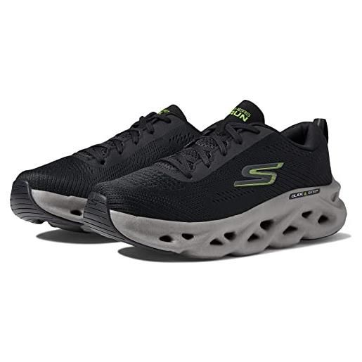 Skechers go run swirl tech, sneaker uomo, black lime, 42.5 eu