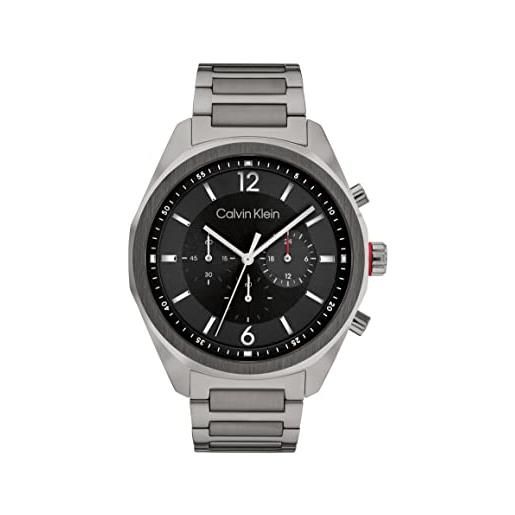 Calvin Klein orologio con cronografo al quarzo da uomo con cinturino in acciaio inossidabile, nero - 25200267