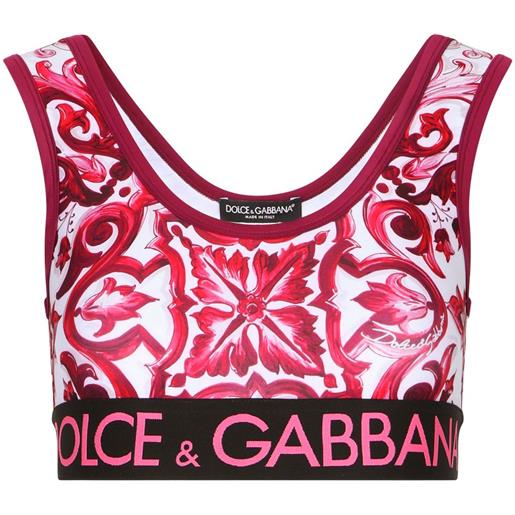 Dolce & Gabbana top corto con stampa maioliche - rosa