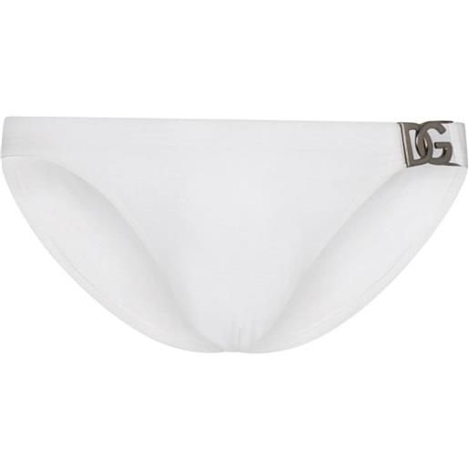 Dolce & Gabbana costume da bagno con placca logo - bianco