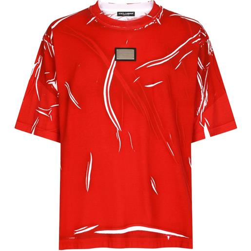 Dolce & Gabbana t-shirt con placca logo - rosso