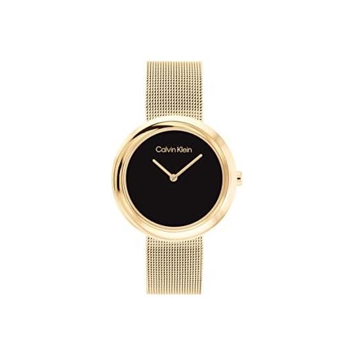 Calvin Klein orologio analogico al quarzo da donna con cinturino in maglia metallica in acciaio inossidabile dorato - 25200012