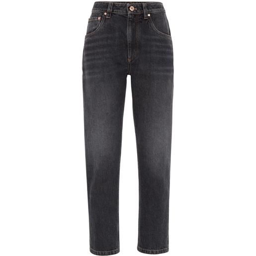 Brunello Cucinelli jeans crop dritti - grigio