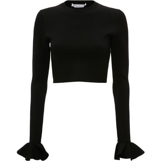 JW Anderson top crop con ruches - nero