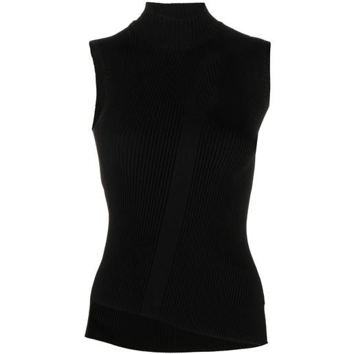 Versace top a coste con cut-out - nero