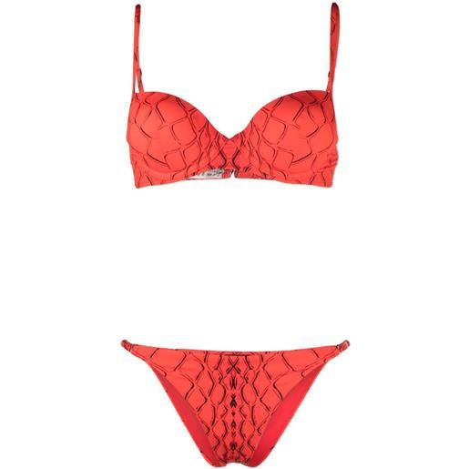 Noire Swimwear bikini con stampa astratta - rosso