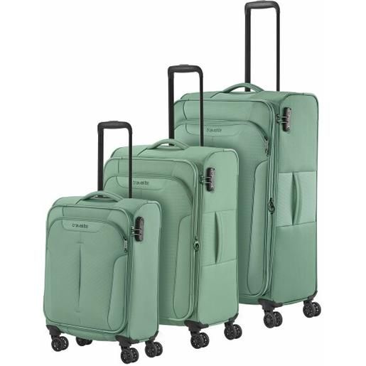 Travelite croatia 4 ruote set di valigie 3 pezzi verde
