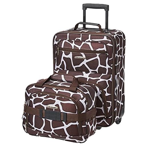 Rockland set di bagagli verticali softside moda, giraffa, 2-piece set (14/19), set di valigie