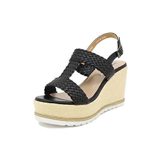 QUEEN HELENA zeppe sandali alti con cinturino casual donna zm9044 (zm9043 argento, numeric_36)