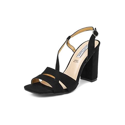 QUEEN HELENA sandali con tacco casual eleganti con cinturino donna zm9027 (beige, numeric_37)