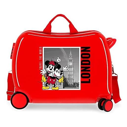 Disney valigia per bambini Disney topolino e minnie travel the world london rosso 50x39x20 cm abs rigido chiusura laterale con combinazione 34l 1,8 kg bagaglio a mano 4 ruote