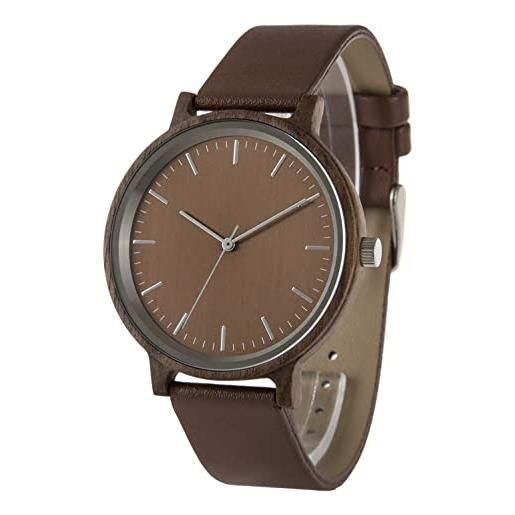 Zeit-Bar orologio da polso da donna - slim line, cassa in legno, con lancetta dei secondi, cinghie