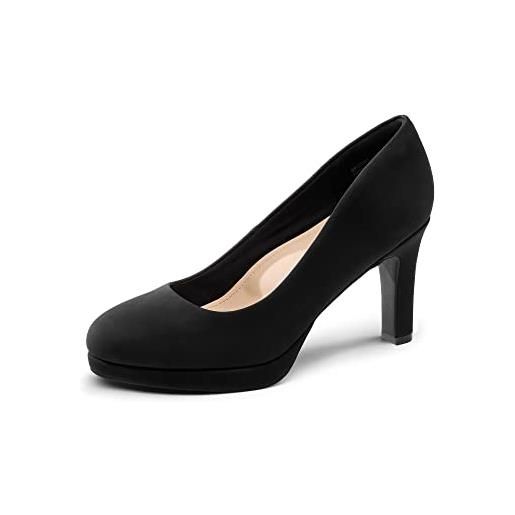 DREAM PAIRS scarpe eleganti con tacco alto comodo salone per donna tacchi alti classici per con piattaforme per feste di lavoro aziendali nero-nabuck sdpu2365w-e taglia 37 (eur)