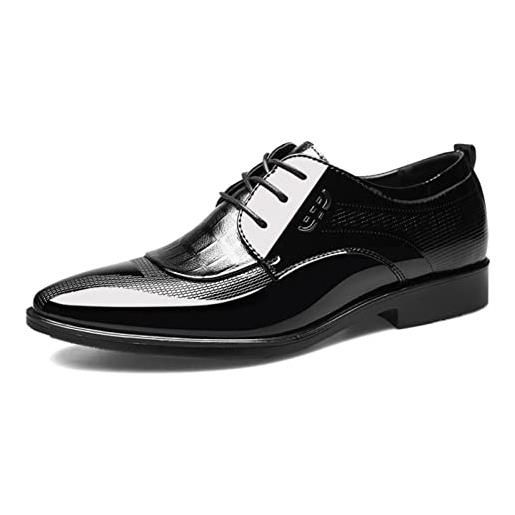 Aro Lora scarpe pelle verniciata scarpe uomo stringate derby basse elegante classiche formali business nero 39 eu