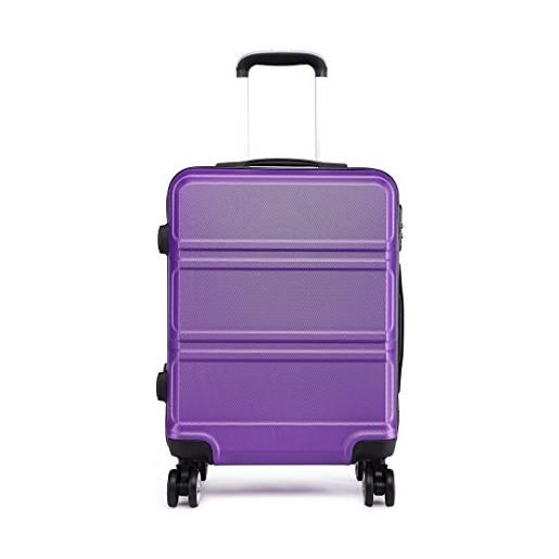 Kono valigia rigida e resistente abs valigia 24 '' bagaglio medio con 4 ruote rotanti 61 litri (viola)