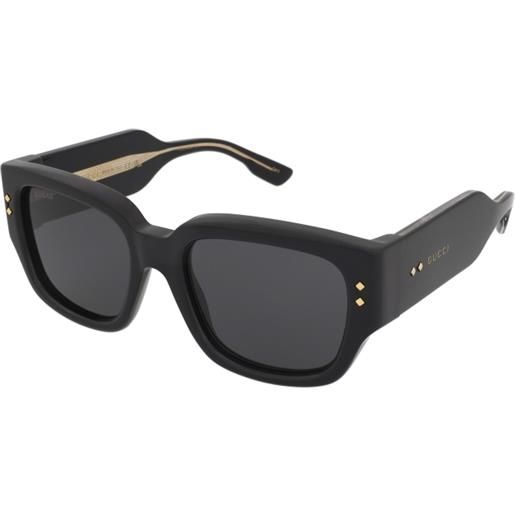Gucci gg1261s 001 | occhiali da sole graduati o non graduati | prova online | unisex | plastica | quadrati | nero | adrialenti
