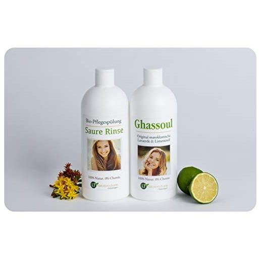LT-Naturprodukte set completo in polvere di argilla/ghassoul - per la cura dei capelli e del corpo, allo stato naturale senza sapone e senza trattamenti chimici. 