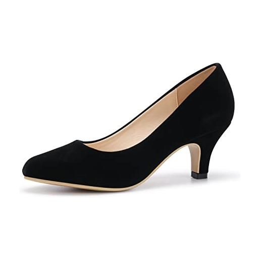 Poorevill donna stiletto tacco a spillo altezza 6 cm scarpa tacco confortevole sexy stiletto matrimonio sera lavoro, velluto nero, 42 eu