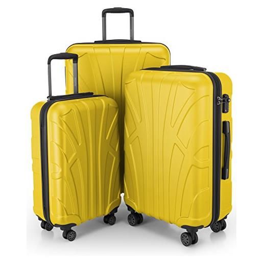 SUITLINE - set di 3 valigie rigide leggere (s, m, l), giallo