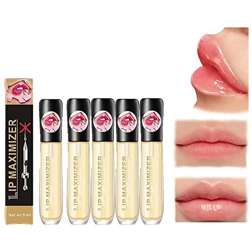 Ashopfun vitamin e lip plumping serum, lip plumper lip gloss, lip maximizer hyaluronic lip plumper, lip plumping serum instant lip filler, natural lip plumper (5pcs)