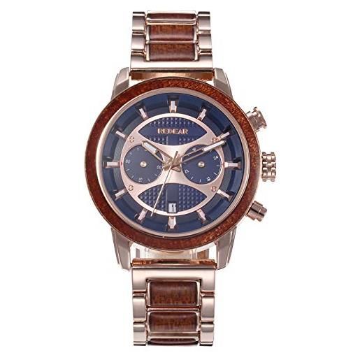 RORIOS orologio legno uomo cronografo al quarzo con cinturino in legno moda naturale orologio impermeabile orologio da uomo