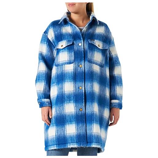 Wrangler plush wool jacket giacche, daphne blue, small da donna