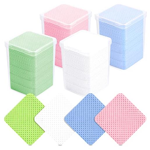 Yoosso 800 pezzi pads unghie, cotone manicure rimuovere per unghie tampone salviette in cotone salviette senza pelucchi (4 colori)