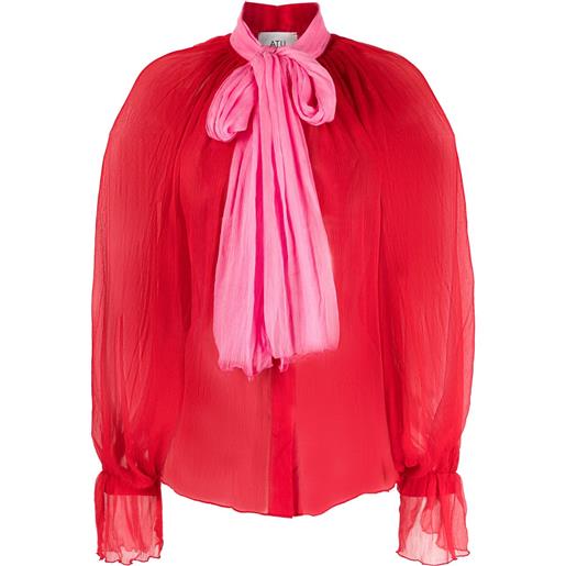 Atu Body Couture blusa semi trasparente bicolore - rosso