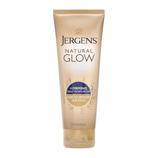 Jergens lozione autoabbronzante 175 ml e 180 ml, per tutte le tonalità di pelle, con collagene, elastina e ginseng, colore naturale e senza striature