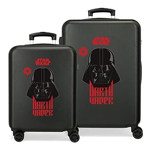 Star Wars squad darh vader, set di valigie, 55/65 cm rigido abs chiusura a combinazione laterale 56l 6 kg 4 doppie ruote, nero (darth vader)