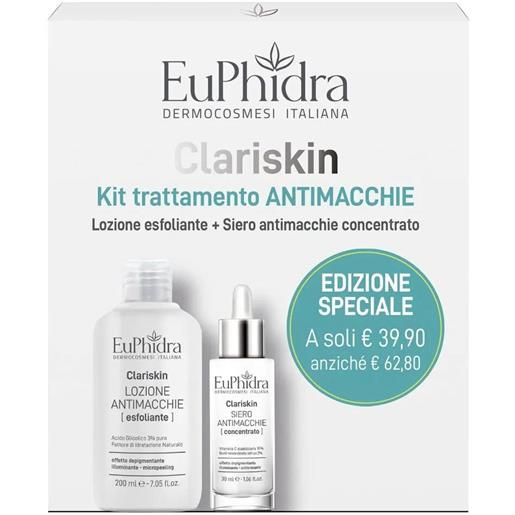 Euphidra clariskin kit trattamento antimacchie lozione esfoliante 200ml + siero concentrato 30ml Euphidra