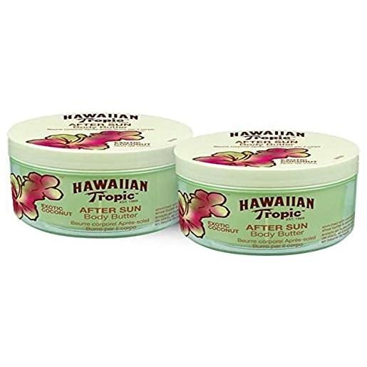 Hawaiian tropic - after. Sun burro esotico al cocco per il corpo - crema doposole per il corpo al profumo di cocco fresco, formato da 200 ml - confezione da 2 unità