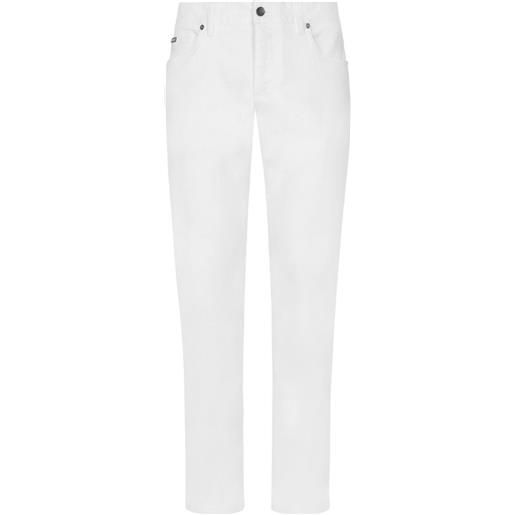 Dolce & Gabbana jeans slim con placca logo - bianco