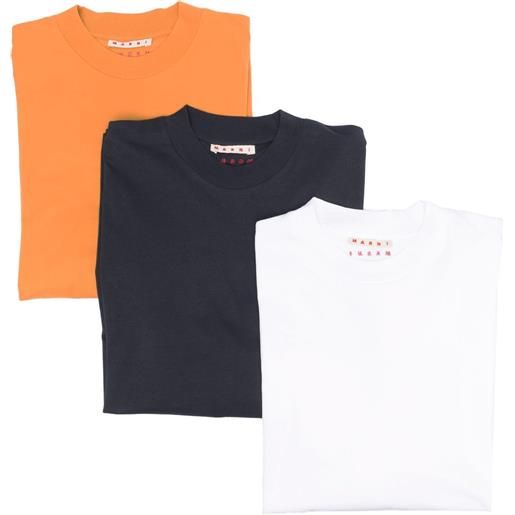 Marni set di 3 t-shirt girocollo - arancione