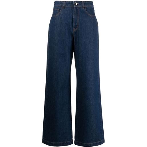 Moorer jeans a gamba ampia con applicazione - blu