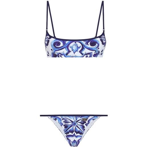 Dolce & Gabbana bikini con stampa maioliche - blu