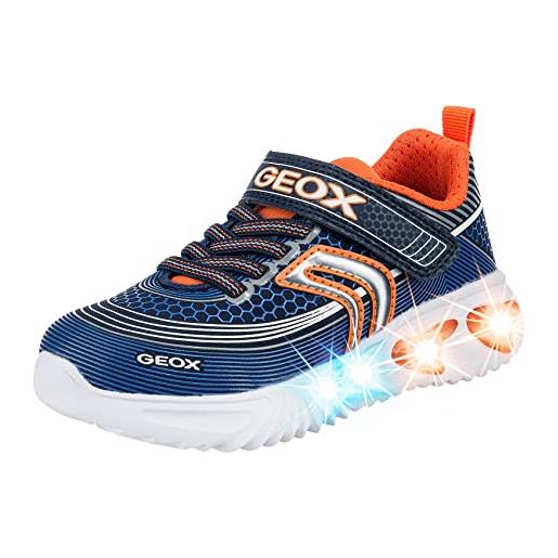 Geox j assister boy a, sneakers, blu/arancione (navy/orange), 28 eu