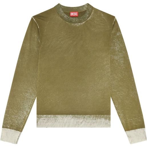 Diesel maglione k-larence-b con stampa - verde
