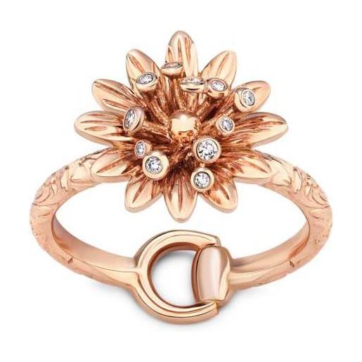 Gucci Gioielli anello gucci flora in oro rosa con fiore e diamanti